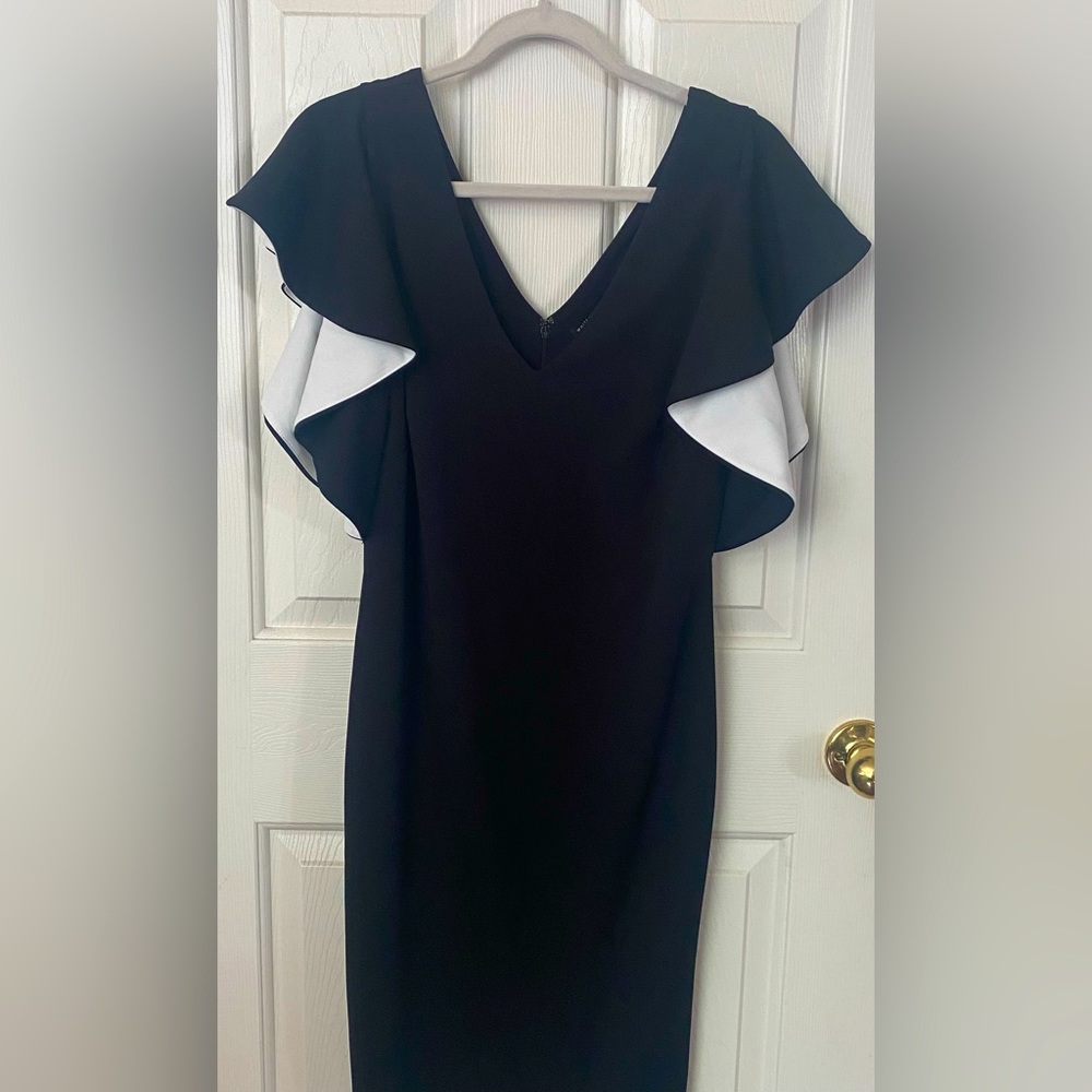 White House Black Market Black with white accent dress
